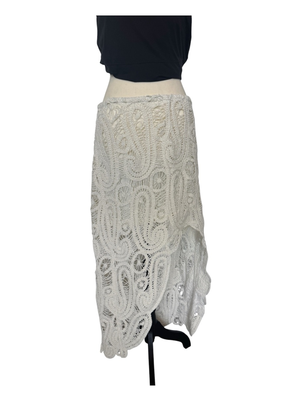 Ultra Pink White Crochet Maxi Skirt